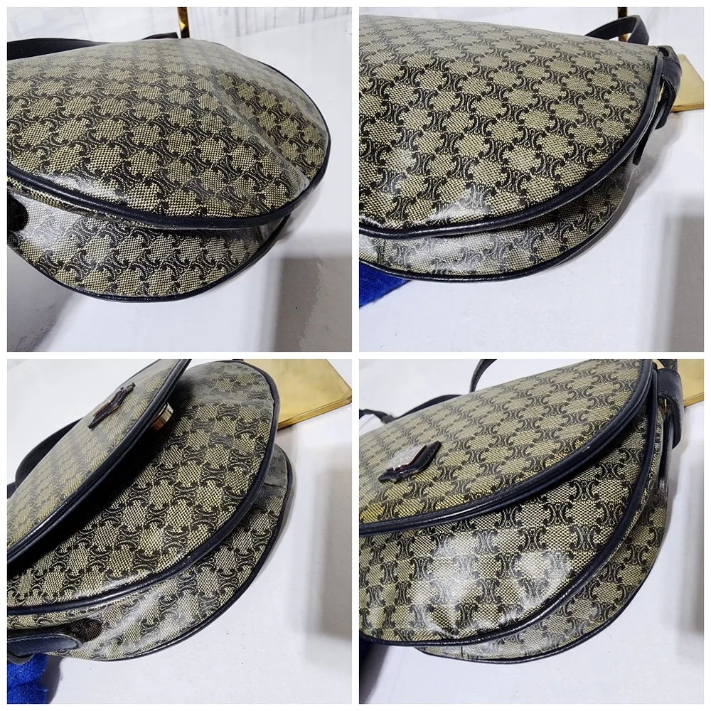 CELINE Macadam Crossbody Bag Navy Blue/Beige